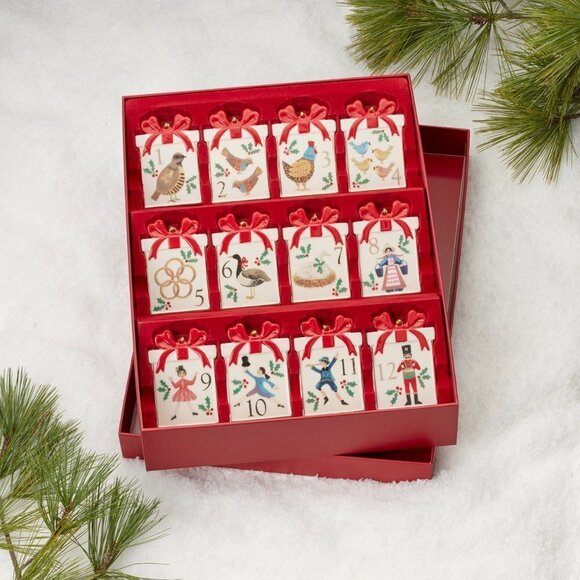 Lenox Porcelain Hand‎ Painted 24k Gold Detail 12-Piece Ornament Set - Picture 1 of 4